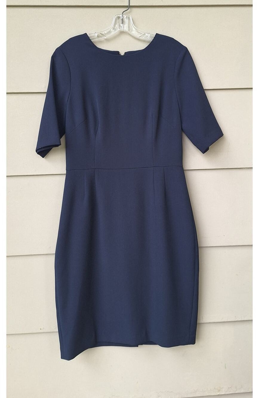 Laws of Motion Alpha Dress Career Business Office Italian Fabric Navy Blue Sz 14